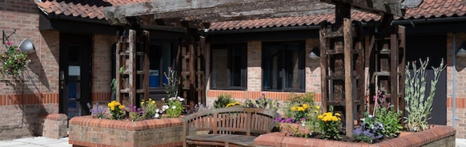 The courtyard garden at Acomb Garth Community Care Centre